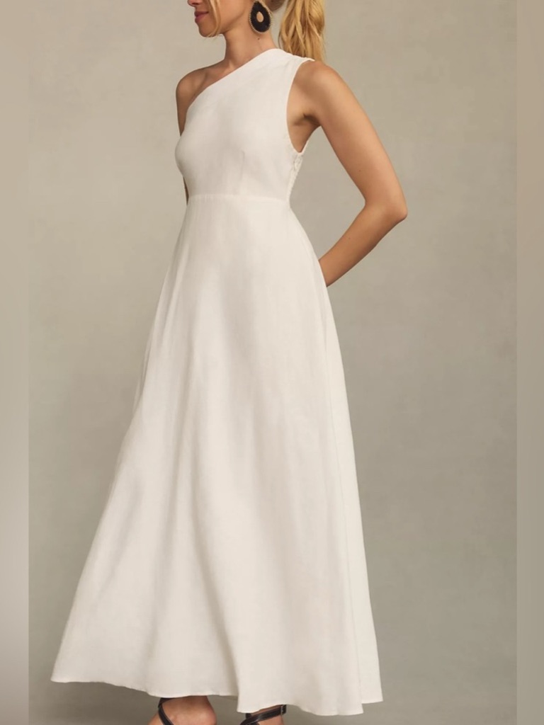 Farm Rio One-Shoulder White Maxi Dress